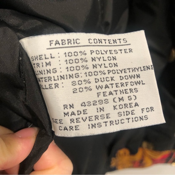 Vintage 80s 90s Gallery Printed Royal Down Puffer jacket- Mens size Medium - Picture 4 of 8